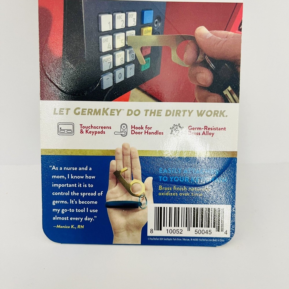 NIP GermKey Brass Germ Free Antimicrobial Tool Clean