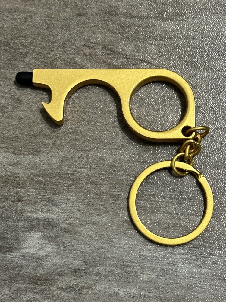 Germ Key Keychain | Solid Brass Antimicrobial Touchless Tool | Set Of 2 - New