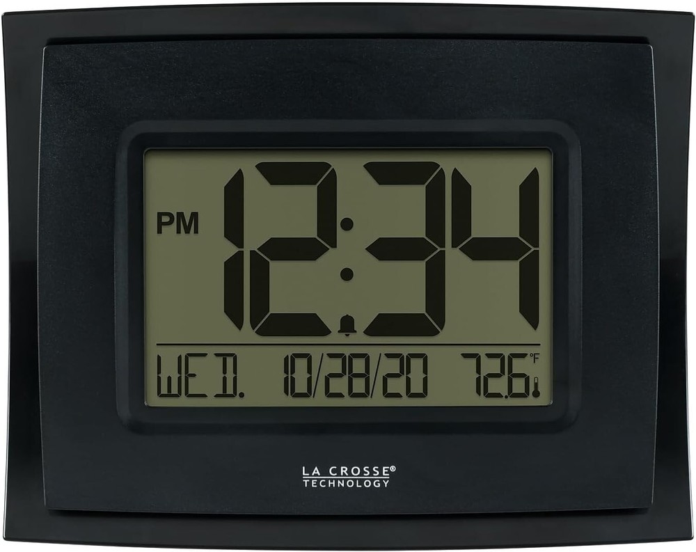 Modern Wall Mount Digital Clock with Temperature Reading and Alarm Feature