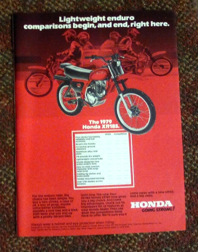 1979 Honda XR185 Motorcycle Print Ad
