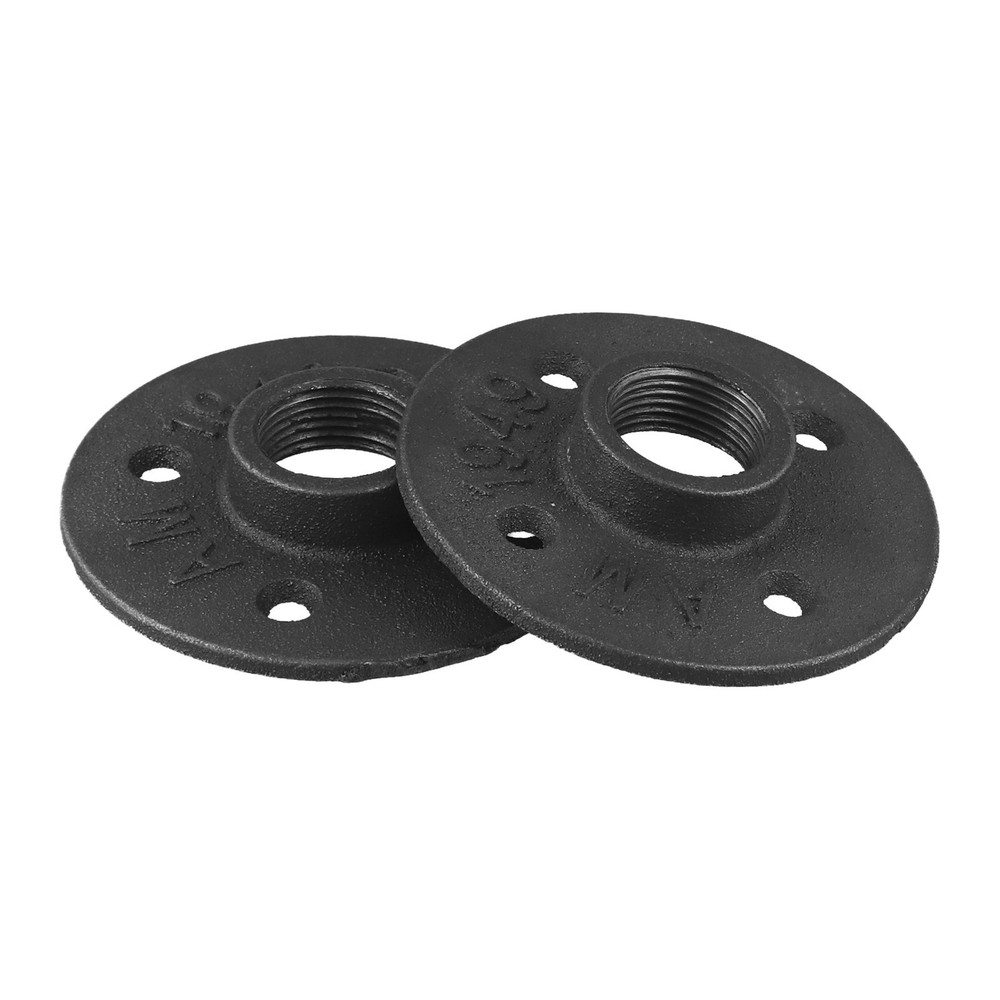 3/4 Black Painted Floor Flange with Threaded H 2 Pack Strong Connection