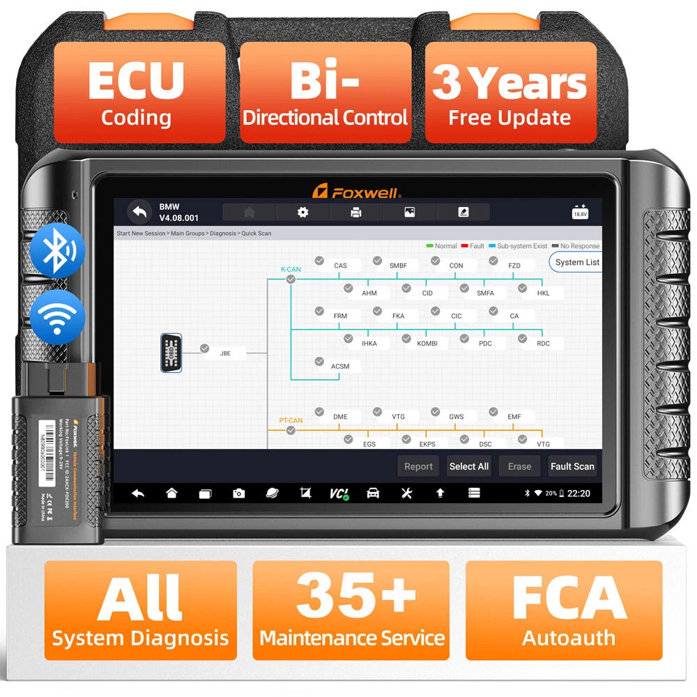 Foxwell NT1009 BT Car ALL System Bidirectional Diagnostic Scanner Key ECU Coding