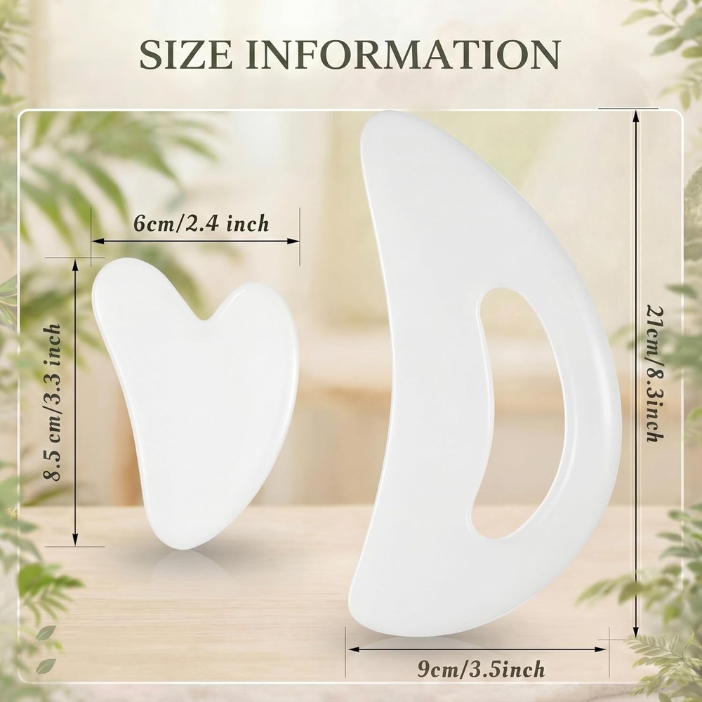 Large Resin Gua Sha Tools Set - 2 Body Scraping Tools with Handle