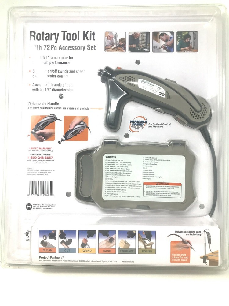Project PartnersRotary Tool Kit with 72 PC Accessory Kit