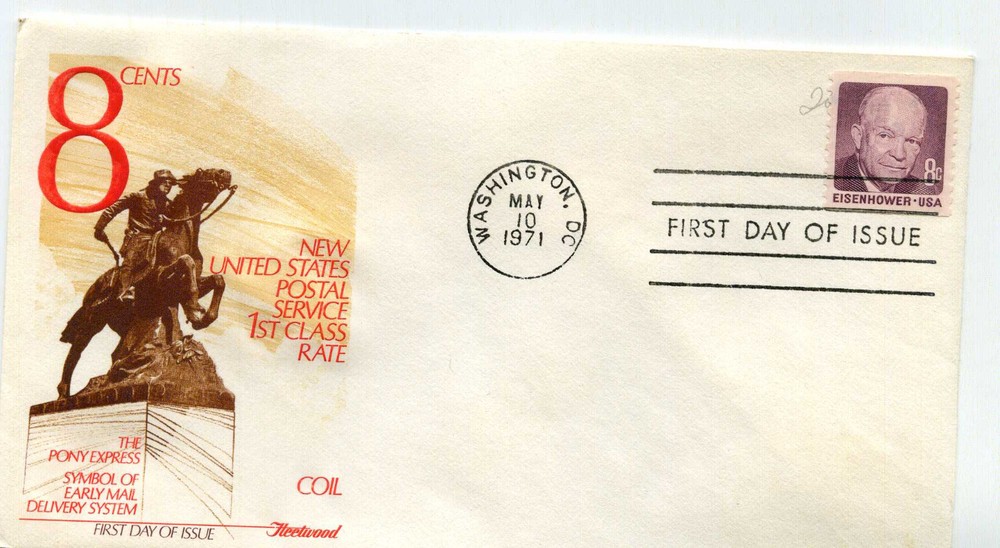 1402 8c Eisenhower coil single, Fleetwood, FDC