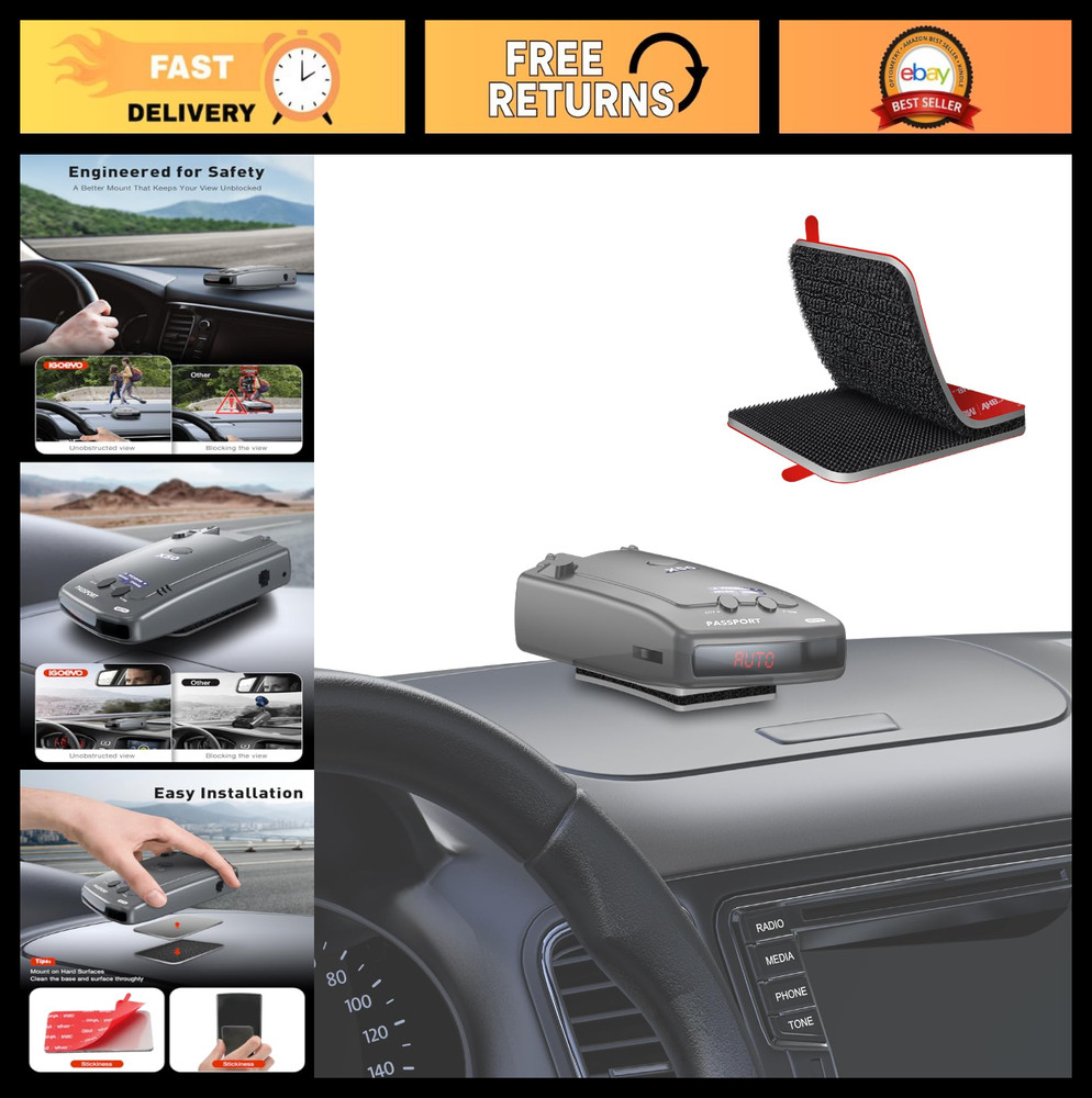 Radar Detector Dash Mount 2-Pack - Heat-Resistant, Adjustable, Secure Fit, Unobs