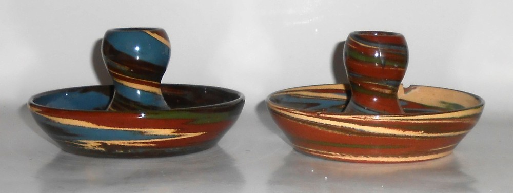 VINTAGE Desert Sands Art Pottery  Pair Candlestick Holders