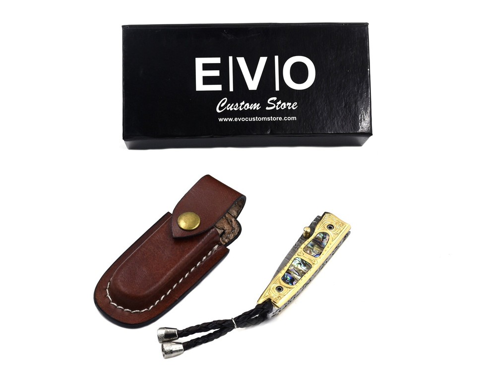 Custom Handmade Folding Knife (Abalone Shell & Brass Handle )