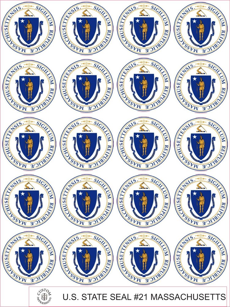 MASSACHUSETTS STATE SEAL -  SIZE 2" EACH - 20 PER SHEET