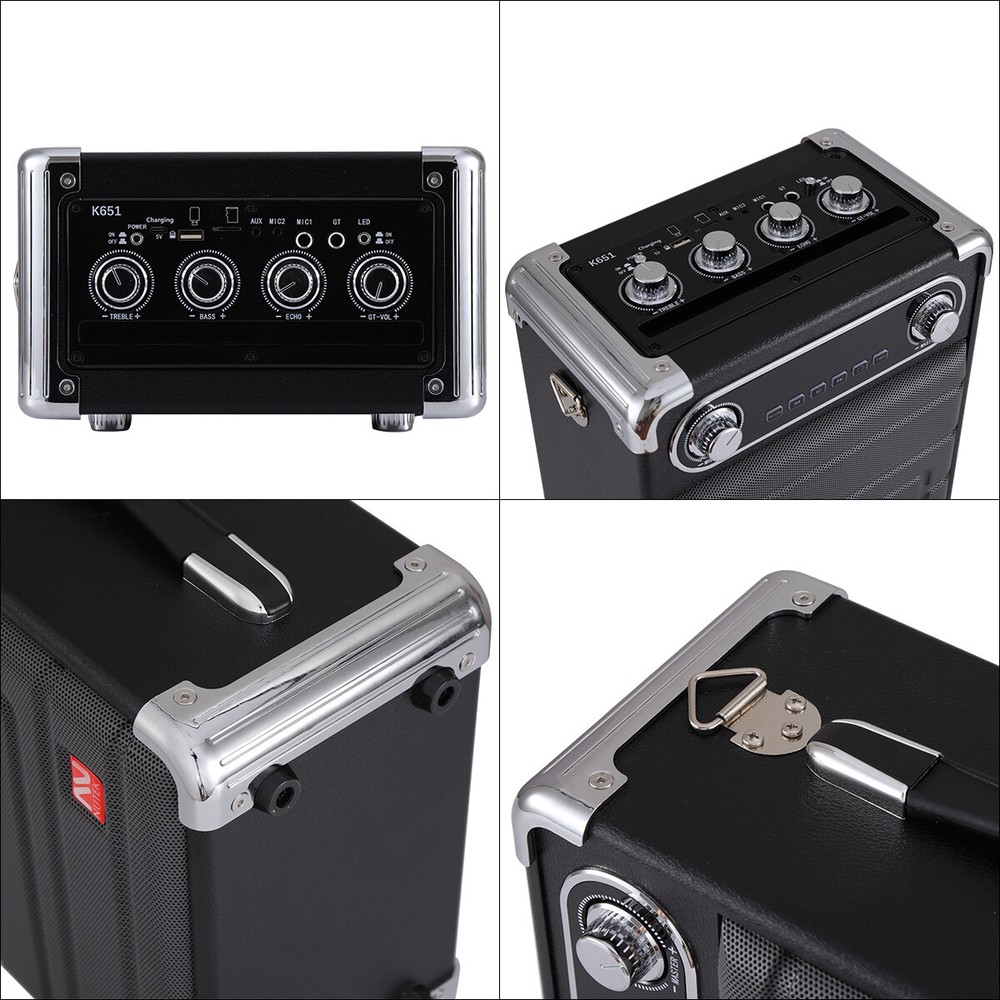 Portable Karaoke Machine with 2 Wireless Microphones Bluetooth Speaker w/ Remote