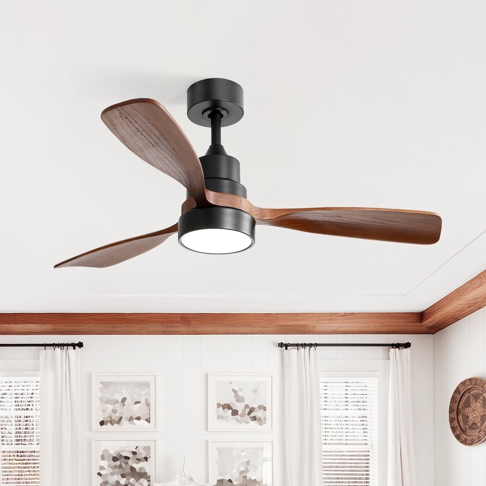 48''/52''/60'' Solid Wood Ceiling Fan with Integrated LED & Remote Dimmable 3CCT