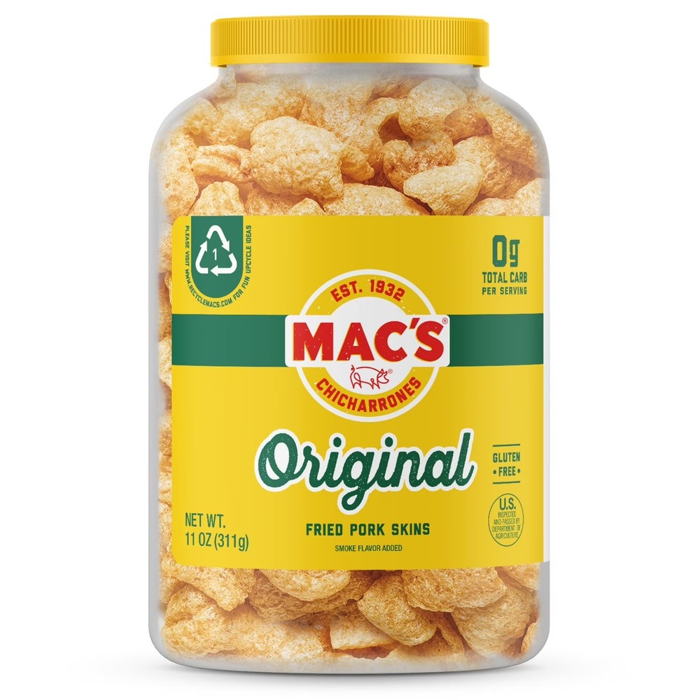 Mac's Original Fried Pork Skins 11oz Barrel