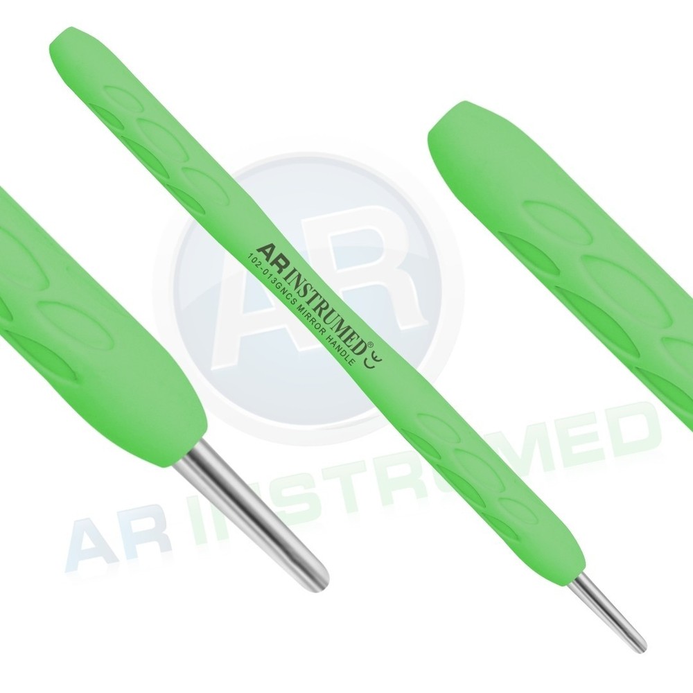 Silicone Coated Mouth Mirror Handle Light Green Cone Socket Dental Instruments