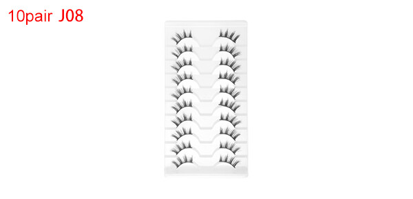 Dense False Eyelashes for Makeup Black J08 10 Pair