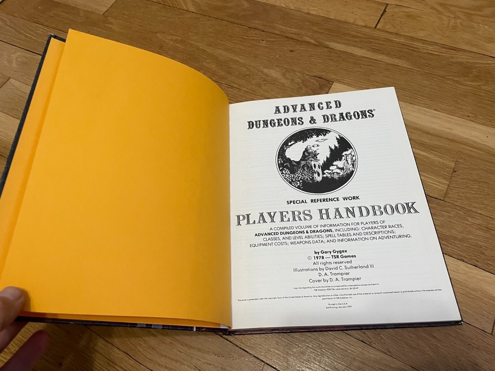 Advanced Dungeons & Dragons 1e Players Handbook HC TSR 3rd Printing