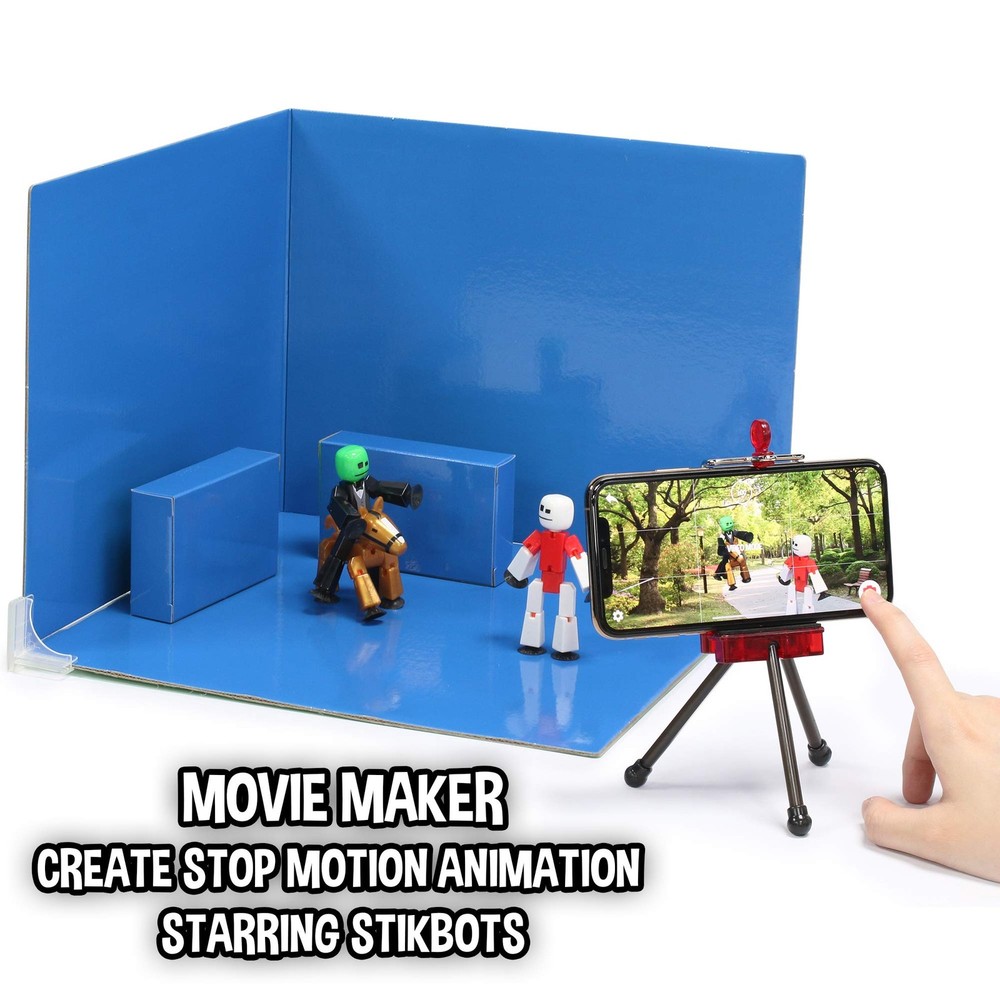 StikBot Zanimation Studio with Pet - Includes Green, Black, White, Red, Gold