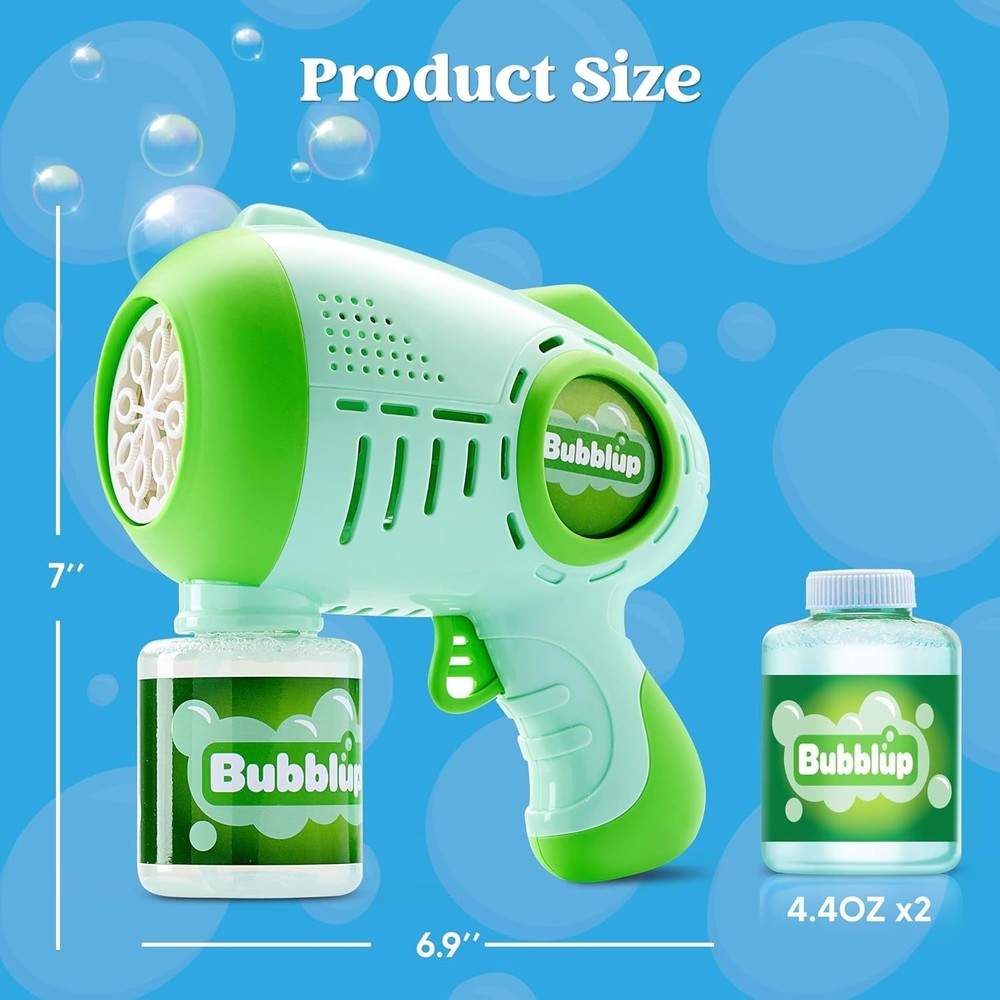 Fun Bubble Toy Set: 2 Battery-Powered Bubble Guns for Ages 3+ with Solutions