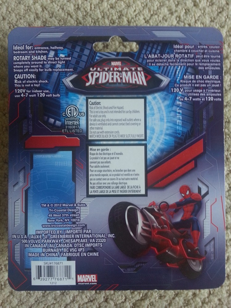 NEW Marvel Ultimate Spider-Man Black Night light
