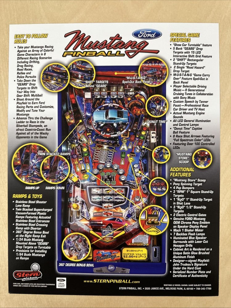 Stern Mustang LE Pinball Flyer