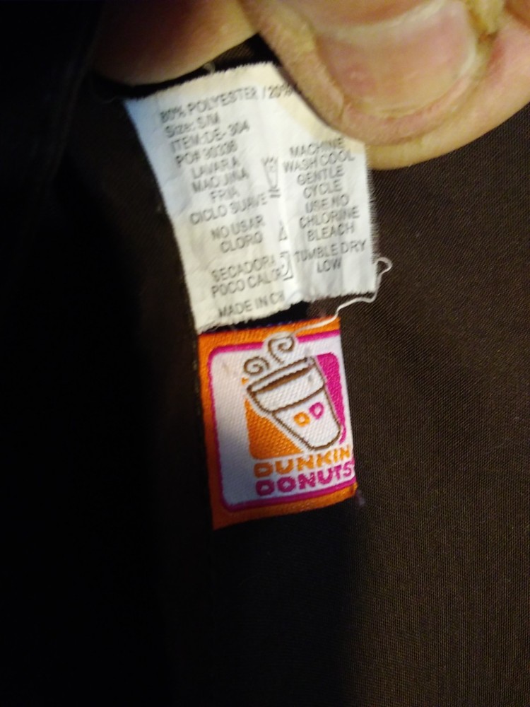 Dunkin Donuts Employee Apron Brown Size S/M