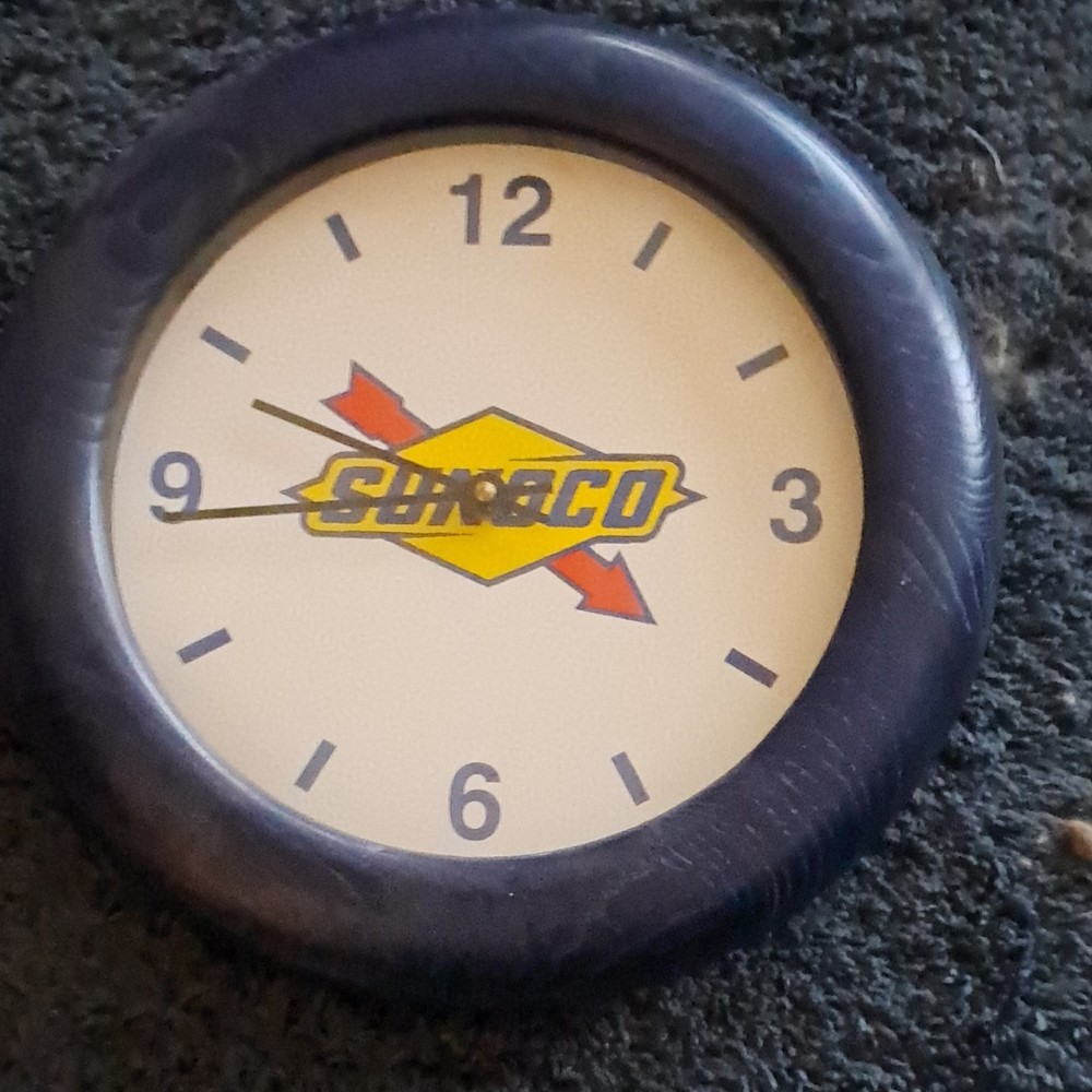 Sunoco Advertising Wall Clock Blue Yellow Red White Sign