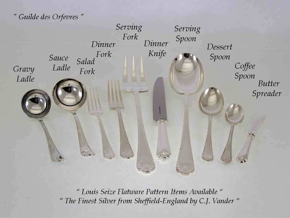 Finest Silver Plated Five Piece Place-Setting, Louis Seize