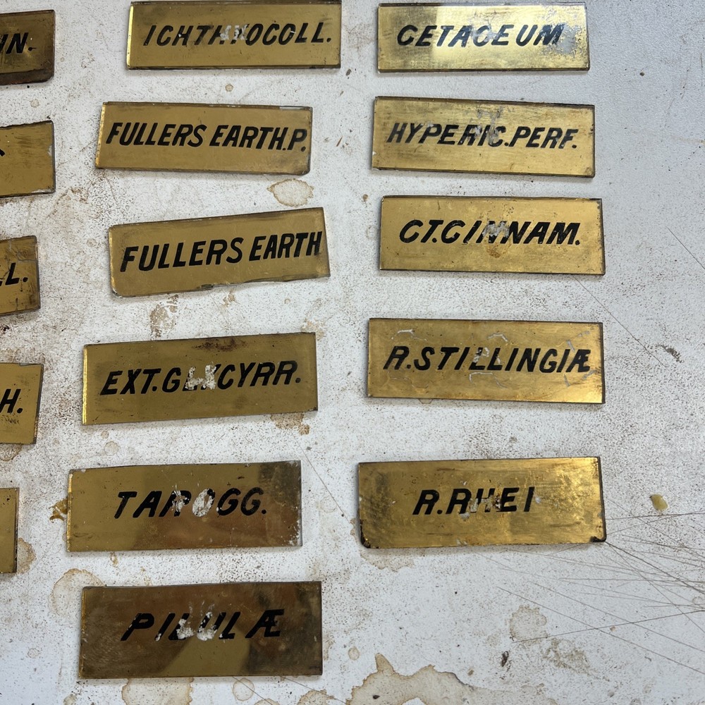 19thC Glass Apothecary Labels