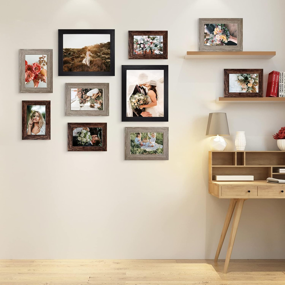 Picture Frames Collage Wall Decor 10-Pack, Gallery Wall Frame Set with 8X10 5X7