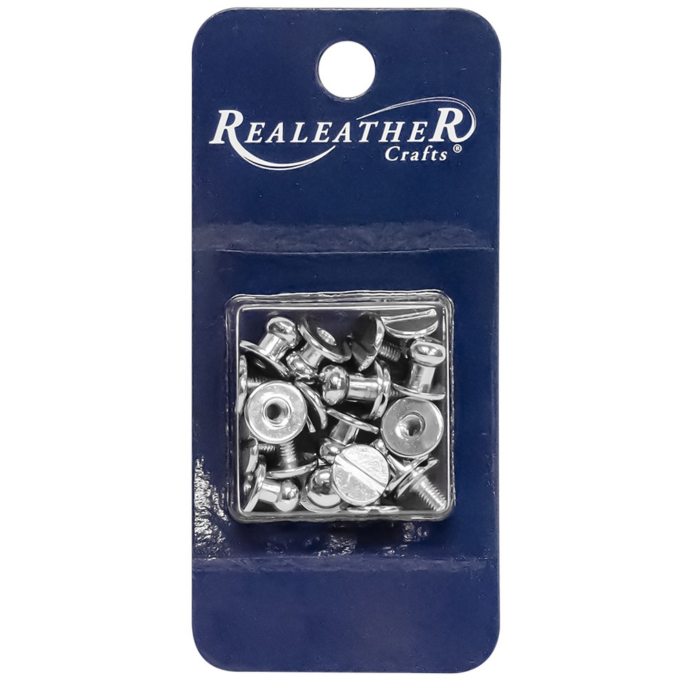 Realeather(R) Crafts Button Stud & Post 10/Pkg-Silver Plated
