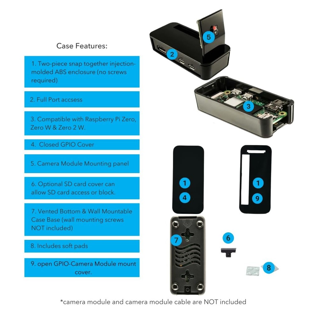 Raspberry Pi Zero 2 W Starter Kit with Case, Power Supply, HDMI & USB Adapters