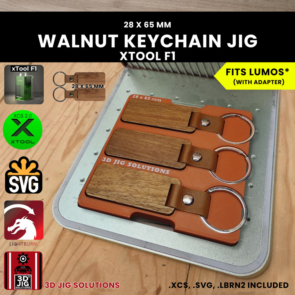 xTool F1 Walnut Keychain Jig | Rectangle Laser Engraving Template