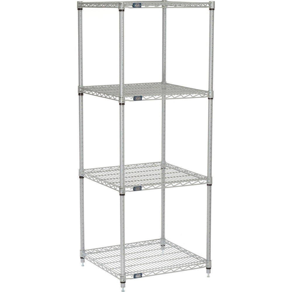 Nexelate Wire Shelving Starter Unit Silver Epoxy 24"W X 24"D X 63"H