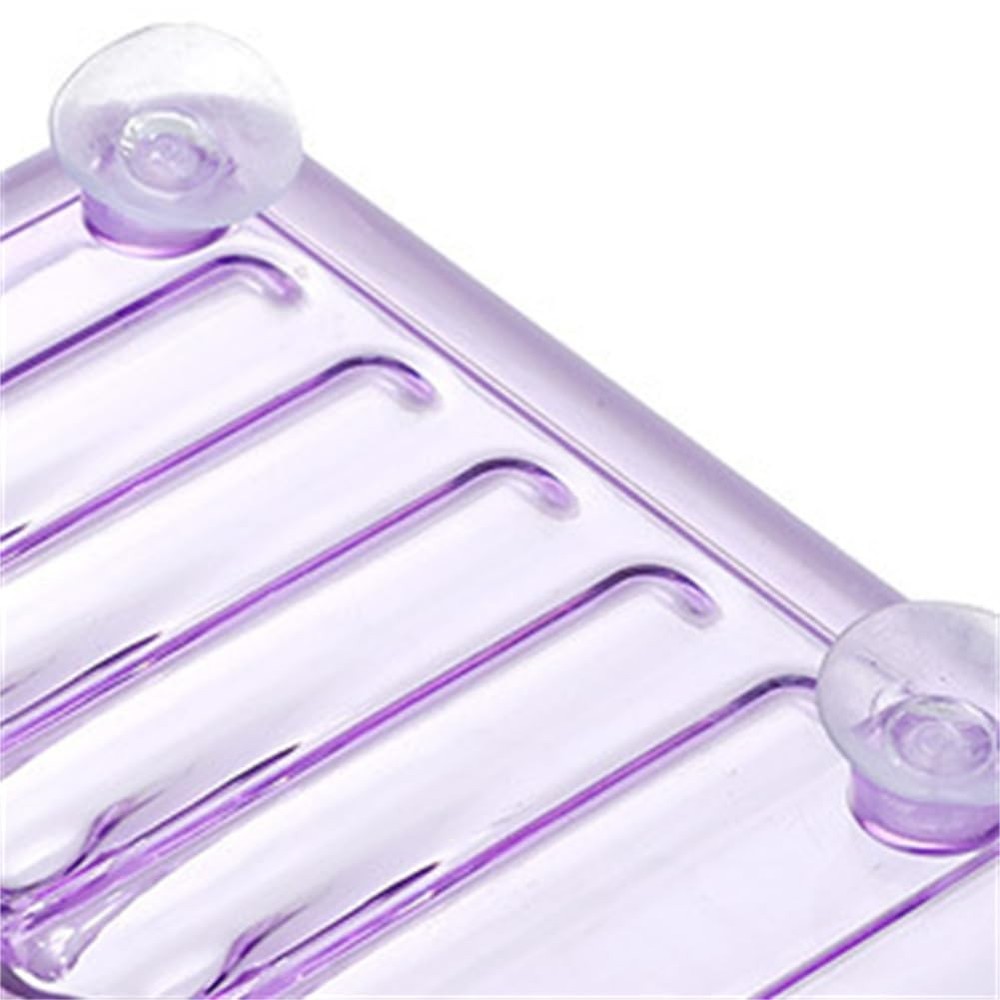 Purple Rectangular Soap Dish, 5.1 x 3.7 Inches, Plastic, Suction Cup, Space-S...