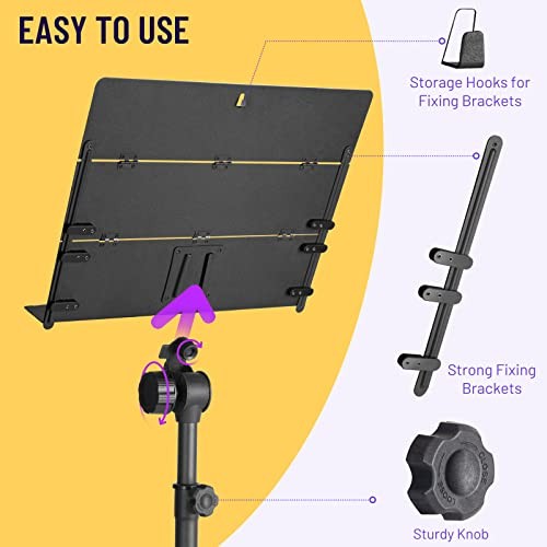Foldable Sheet Music Stand with Tri-fold Panel Portable Standard (Max 56")