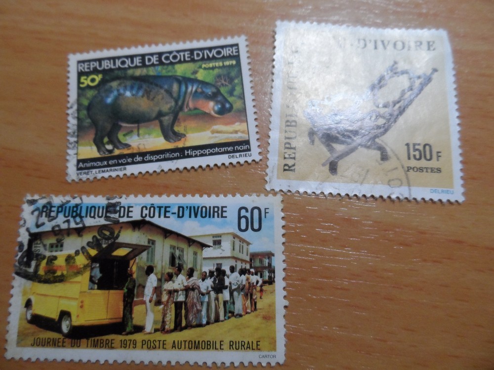 Bundle of vintage Cote D'ivoire stamps