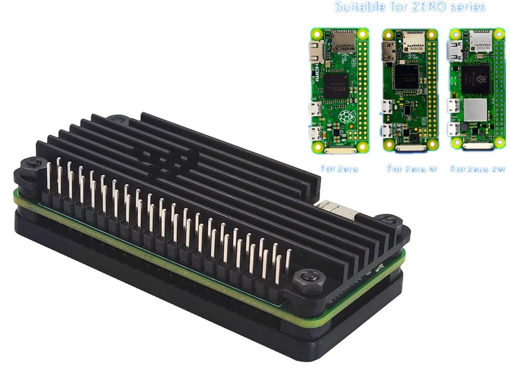 Heatsink Case for Raspberry Pi Zero 2W Aluminum Passive Cooling Pin Header