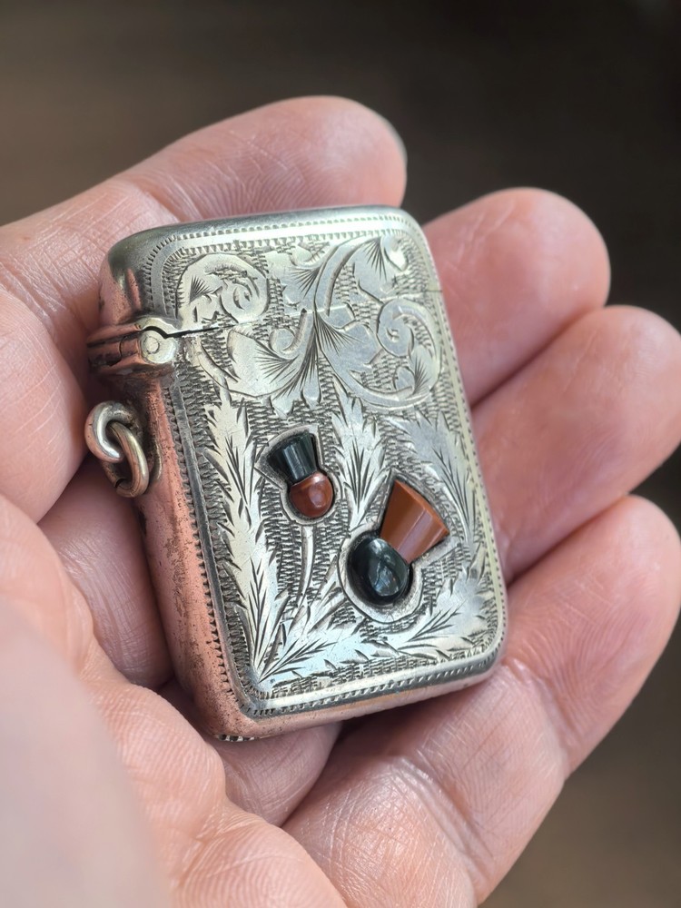 Antique Scottish Thistle Match Safe/ Vesta case.19th C.