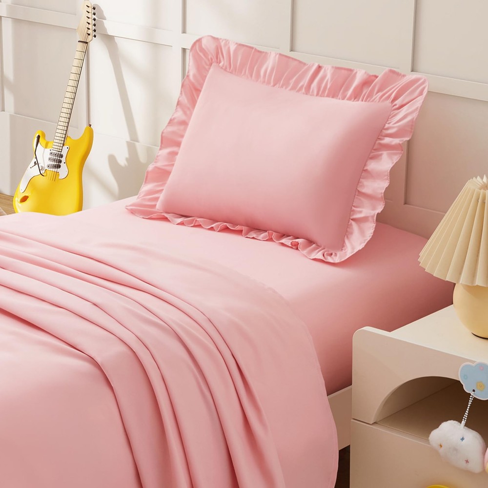3 Piece Toddler Sheet Set Microfiber, Includes a Flat Sheet, a Fitted Sheet a...