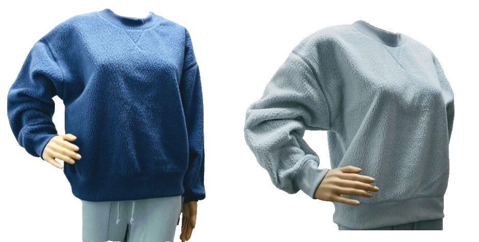 Universal Thread Womens Sherpa Pullover Sweater 2-Pack–Navy Blue & Light Blue-L