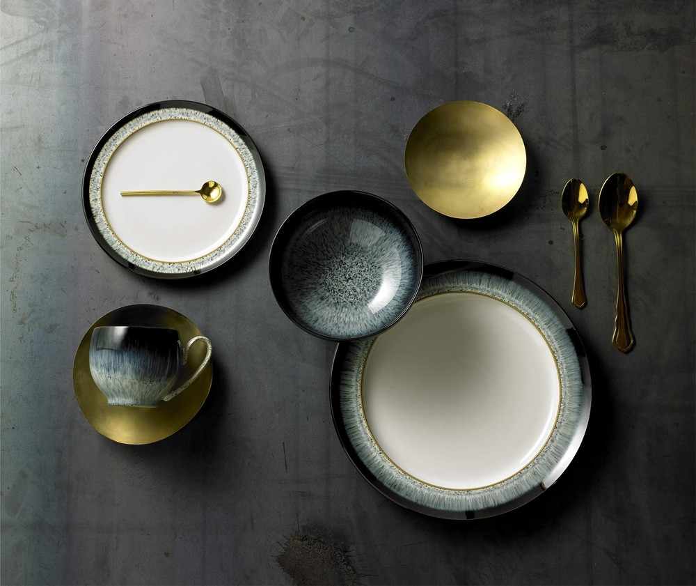 Denby Halo Dinnerware Set, 4-piece, Black-Blue