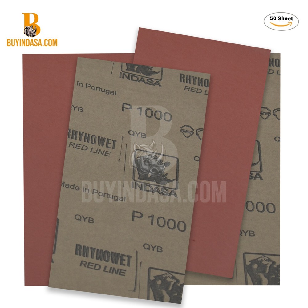 Indasa 50 PCS Half Sheets 5.5" x 9" Wet & Dry Sanding Sheets, 1000 - 2500 Range