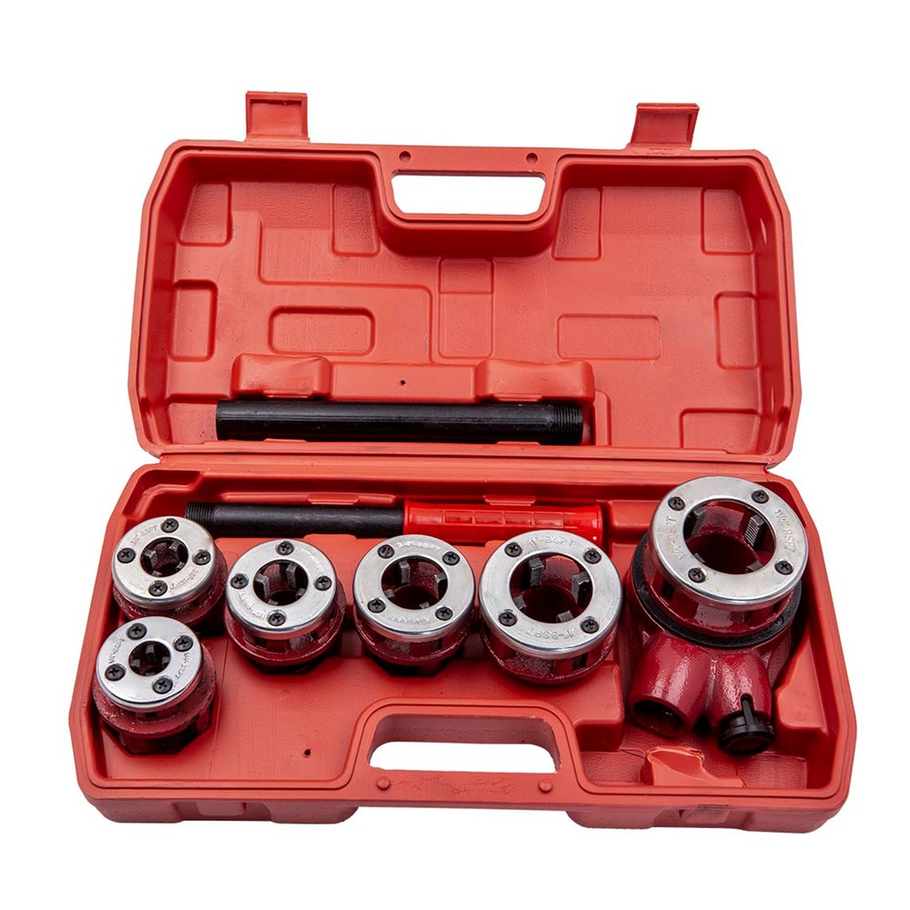 Ratcheting Pipe Threader Die Handle Hinge Plate Head Tool Kit 1/4'' 3/8''
