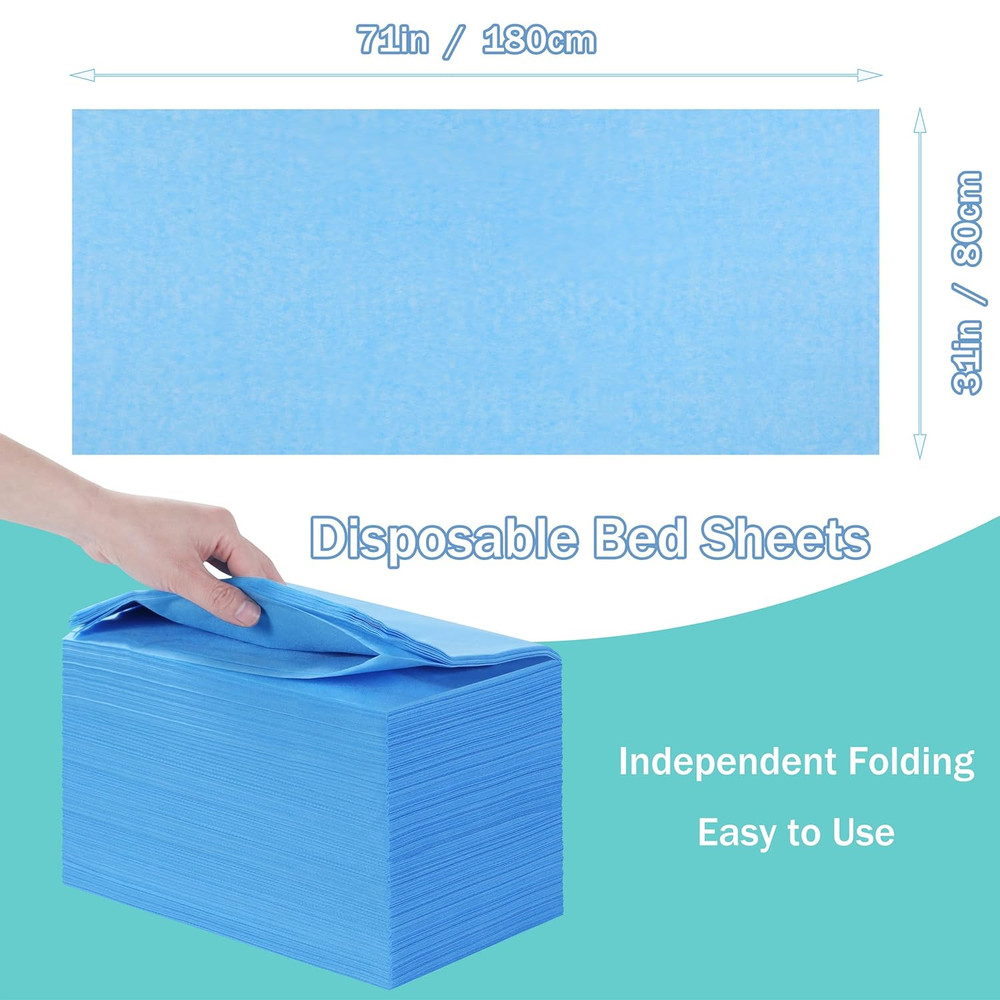 Disposable Bed Sheets for Massage Table 100 Pcs 31" X 71" Waterproof Massage Tab