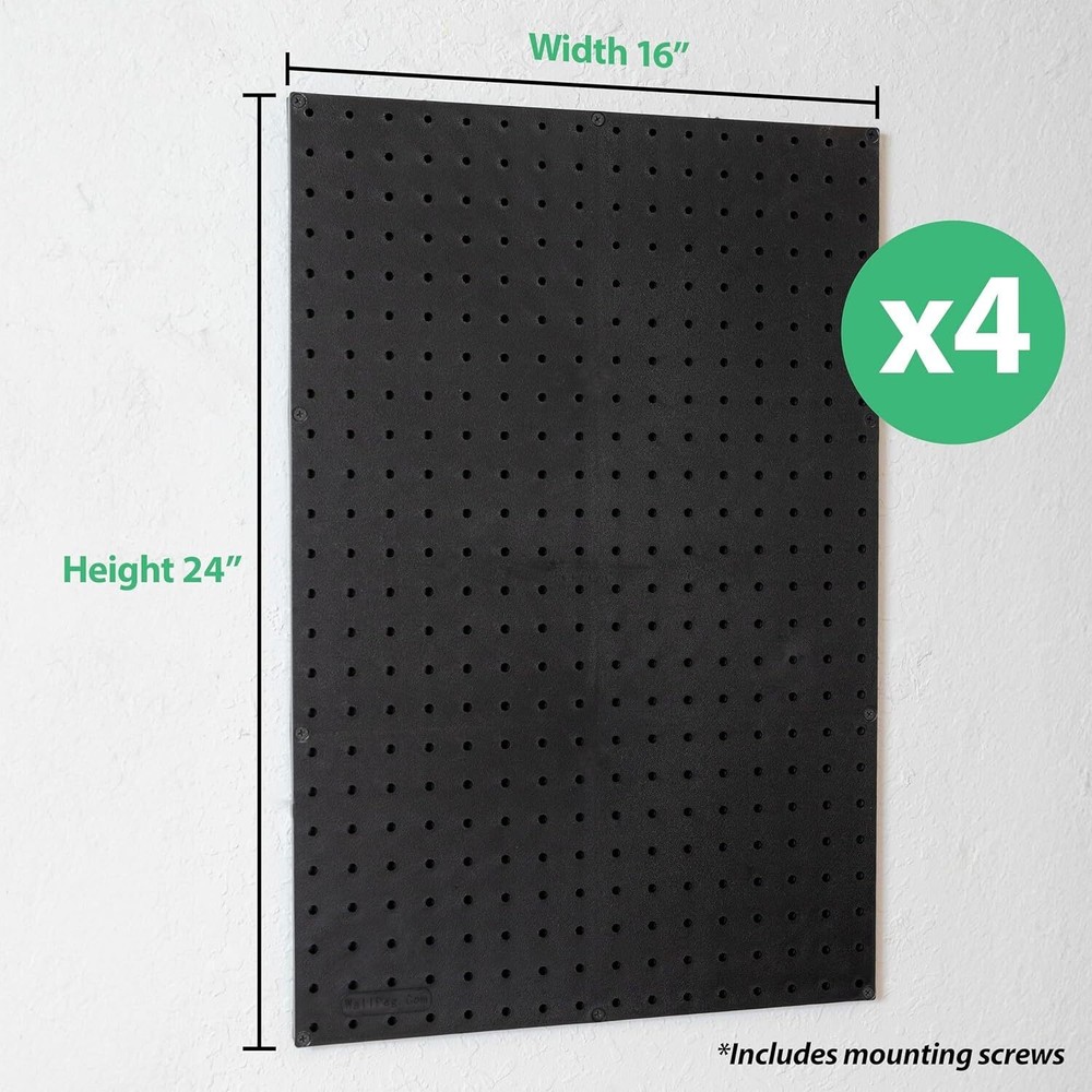 Plastic Pegboard Wall Organizer 24x16 in Panels Wall-Mounted Tool Storage