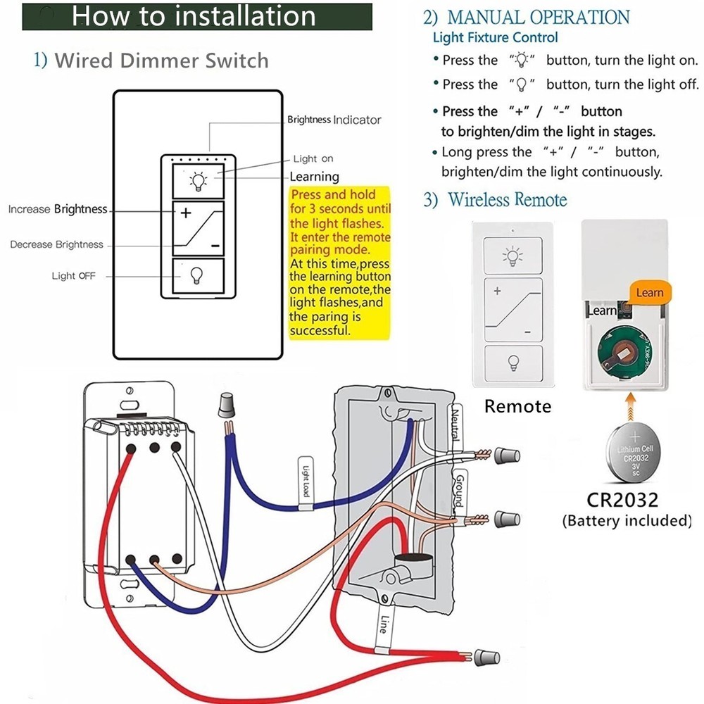 USED Smart Dimmer Switch with Remote Dimmable Voice Control Work with Alexa