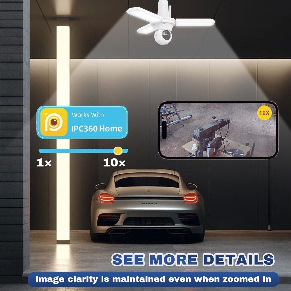 2-in-1 LED Garage Light Wifi App Smart Security WiFi Motion Sensor Floodlight