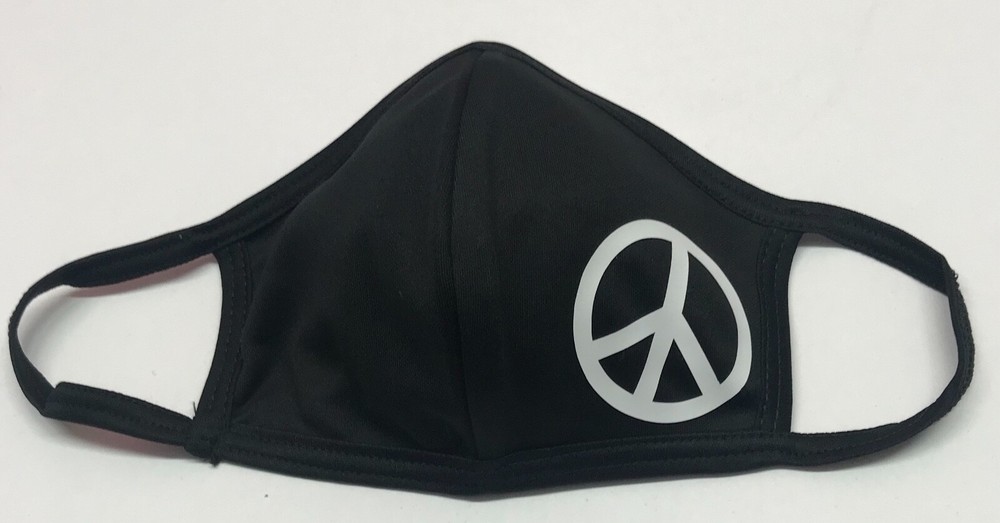 Face mask DRI-FIT 100% polyester, black color, peace customized, double layer