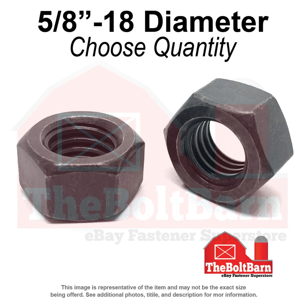 5/8"-18 Grade 8 Finished Hex Nuts Plain Fine Thread (Pick Quantity)