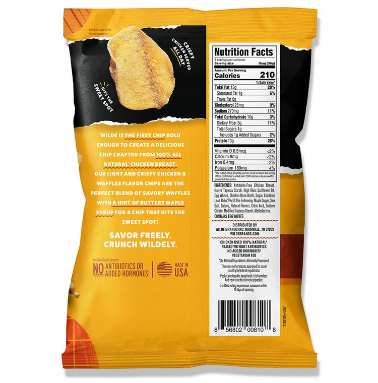 WILDE 13g Chicken & Waffles Protein Chips, 8 pk.