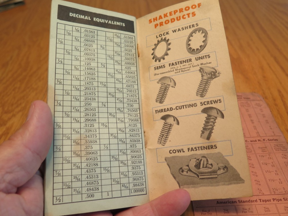 Vtg IL Chicago Tool Works Trigonometry Tables Booklet Cutting Tools & Dec Chart